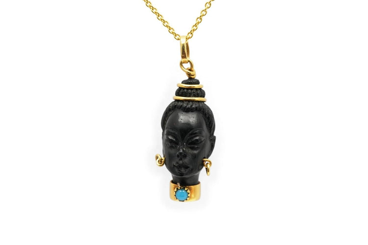 Pendentif Pendentif des années 70 en or jaune 18 carats, ébène et turquoise 58 Facettes 24142