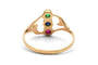 Bague 54 Bague contemporaine en or jaune 18 carats, émeraude, saphirs et rubis 58 Facettes B998