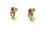 Boucles d'oreilles Boucles d’oreilles en or jaune 18 carats, rubis et diamants taille brillant (env. 0,10 ct) 58 Facettes 24172