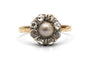 Bague 57 Bague Art déco en or jaune 18 carats, perle et diamants taille rose 58 Facettes 24187
