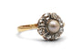 Bague 57 Bague Art déco en or jaune 18 carats, perle et diamants taille rose 58 Facettes 24187