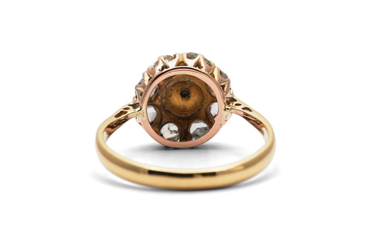 Bague 57 Bague Art déco en or jaune 18 carats, perle et diamants taille rose 58 Facettes 24187