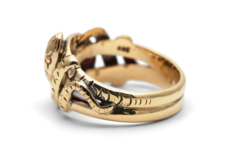 Bague 51 Bague serpent Art nouveau en or jaune 14 carats, diamants taille ancienne 58 Facettes 24169