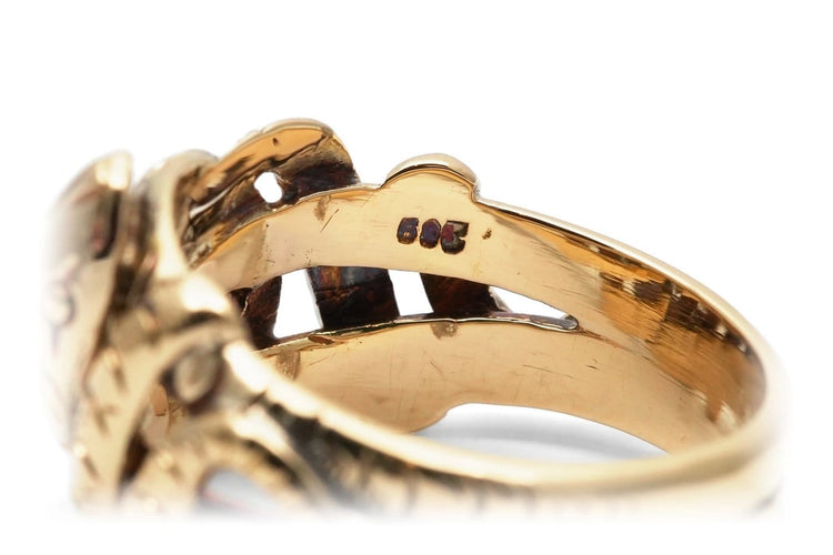 Bague 51 Bague serpent Art nouveau en or jaune 14 carats, diamants taille ancienne 58 Facettes 24169