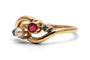 Bague 54 Bague Art nouveau en or jaune 18 carats, perle, rubis et diamants taille rose 58 Facettes B1000