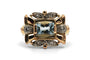 Bague 57 Bague Art déco en or jaune et or blanc 18 carats, aigue-marine, diamants 8/8 58 Facettes 24188