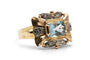 Bague 57 Bague Art déco en or jaune et or blanc 18 carats, aigue-marine, diamants 8/8 58 Facettes 24188