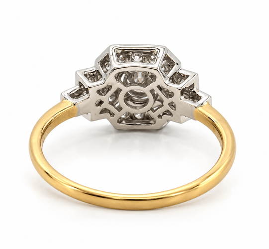 Bague 62 Bague Art déco en or jaune 18 carats, platine et diamants 58 Facettes Ug
