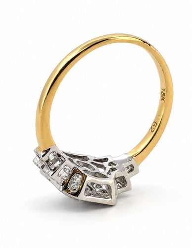 Bague 62 Bague Art déco en or jaune 18 carats, platine et diamants 58 Facettes Ug