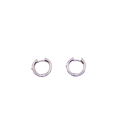 Boucles d'oreilles Mini créoles en or blanc 18k avec diamants 58 Facettes MG130