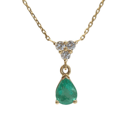 Collier Collier chaîne en or jaune 18 carats avec diamant et émeraude 58 Facettes #4528