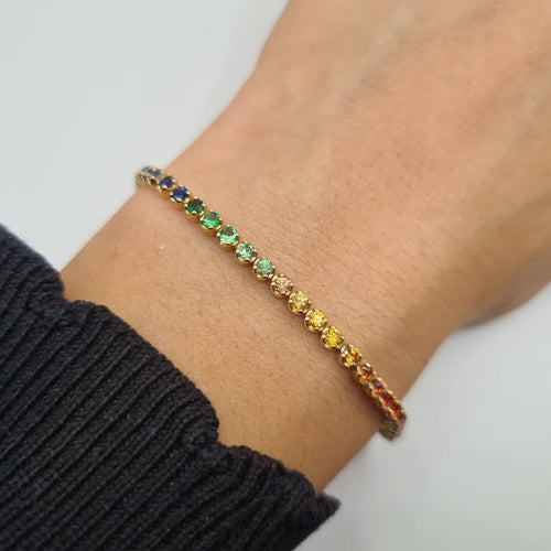 Bracelet Bracelet rivière de saphirs en or jaune 18 carats 58 Facettes #4564