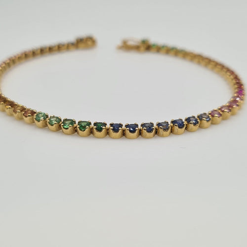 Bracelet Bracelet rivière de saphirs en or jaune 18 carats 58 Facettes #4564