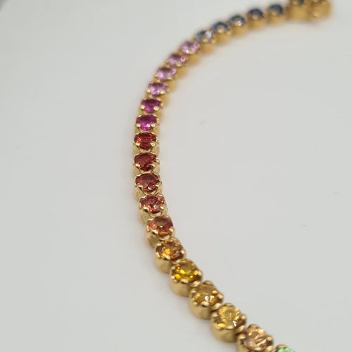 Bracelet Bracelet rivière de saphirs en or jaune 18 carats 58 Facettes #4564
