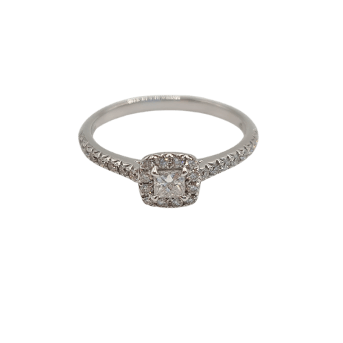 Bague 54 Bague solitaire en or blanc 18k sertie de diamants 58 Facettes #4565