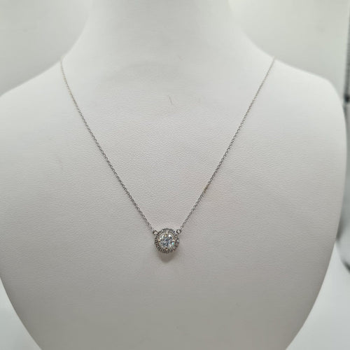 Collier Collier en or blanc 18 carats avec diamant taille brillant 58 Facettes #4566