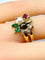 Bague 52 Bague en or jaune 18 carats, émeraudes, rubis, diamants et perles 58 Facettes AB759
