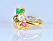 Bague 52 Bague en or jaune 18 carats, émeraudes, rubis, diamants et perles 58 Facettes AB759