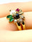 Bague 52 Bague en or jaune 18 carats, émeraudes, rubis, diamants et perles 58 Facettes AB759