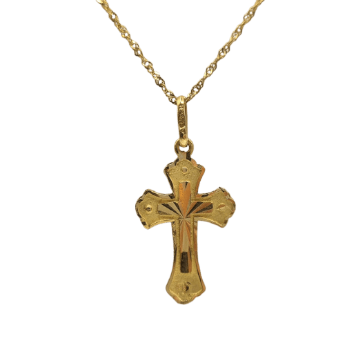 Collier Collier avec croix en or jaune 22k 58 Facettes #4785