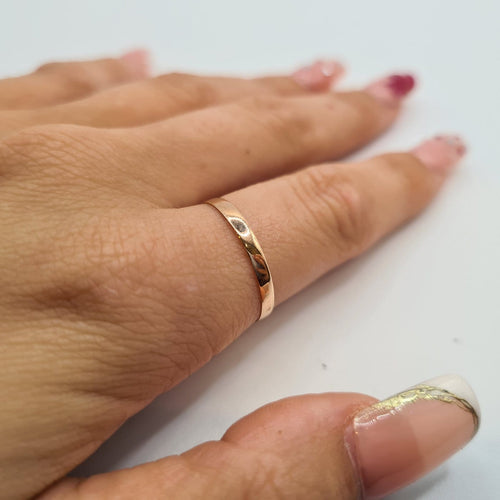 Bague 56.5 Bague alliance en or rose 18 carats 58 Facettes #4830