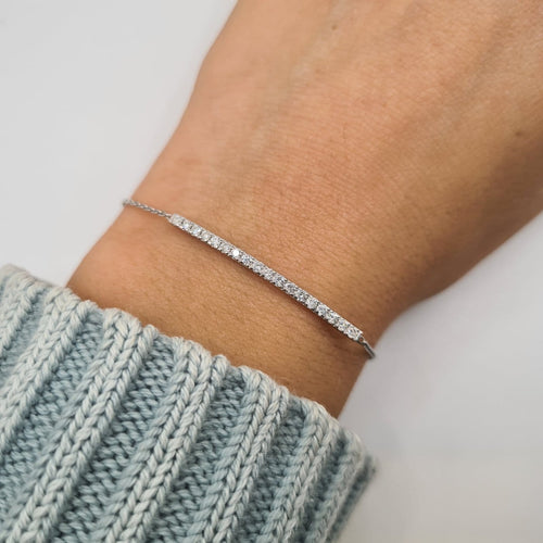 Bracelet Bracelet en or blanc 18 carats serti de diamants naturels 58 Facettes #4843