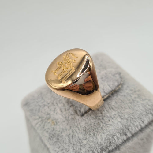 Bague 53 Chevalière en or rose 18k 58 Facettes #4858