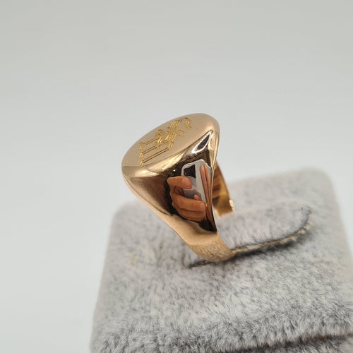 Bague 53 Chevalière en or rose 18k 58 Facettes #4858
