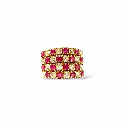 Bague 48 Bague de harem - Or jaune 18 carats, rubis et diamants, XXe siècle 58 Facettes