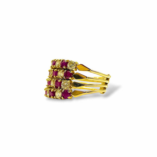 Bague 48 Bague de harem - Or jaune 18 carats, rubis et diamants, XXe siècle 58 Facettes