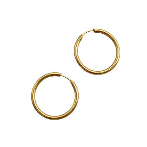 Boucles d'oreilles Créoles en or jaune 18 carats - Travail moderne 58 Facettes