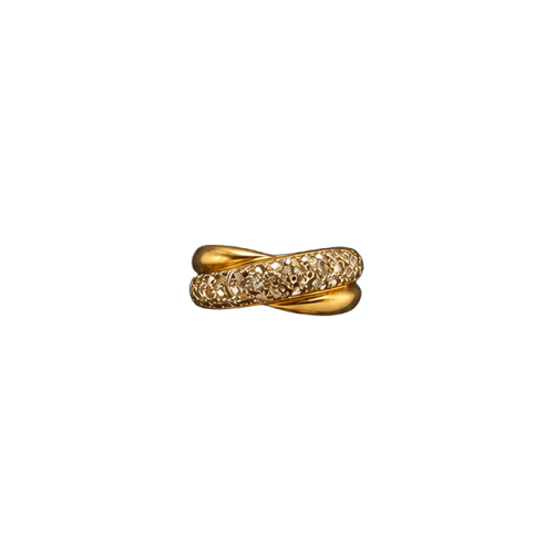 Bague 54 Bague joncs croisés en or jaune et or blanc 18 carats - Années 1990 58 Facettes