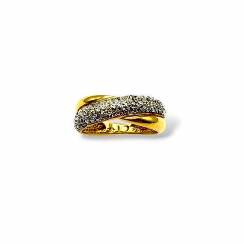 Bague 54 Bague joncs croisés en or jaune et or blanc 18 carats - Années 1990 58 Facettes