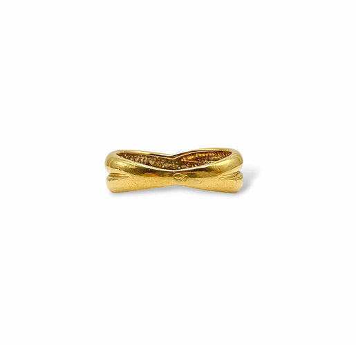 Bague 54 Bague joncs croisés en or jaune et or blanc 18 carats - Années 1990 58 Facettes