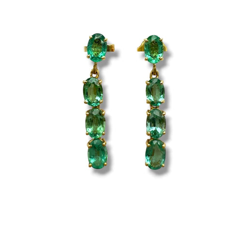 Boucles d'oreilles Boucles d’oreilles en or jaune 18 carats et émeraudes — Travail moderne 58 Facettes
