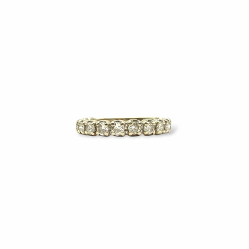Bague 58 Bague demi-alliance en or blanc 18 carats, 15 diamants, années 1990 58 Facettes