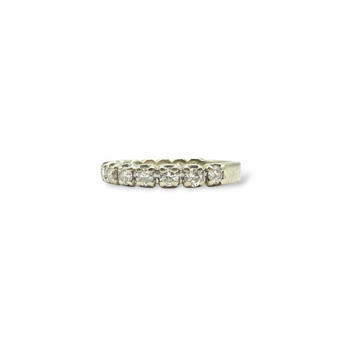 Bague 58 Bague demi-alliance en or blanc 18 carats, 15 diamants, années 1990 58 Facettes