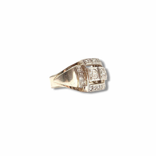 Bague 55 Bague moderniste en or blanc et diamants - Années 1950 58 Facettes
