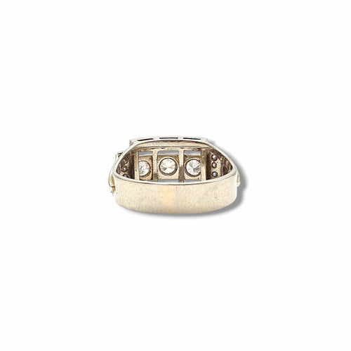 Bague 55 Bague moderniste en or blanc et diamants - Années 1950 58 Facettes