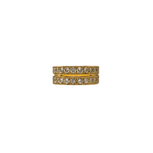 Bague 48 Alliance double jonc en or jaune 18 carats et diamants, années 1980 58 Facettes