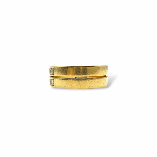 Bague 48 Alliance double jonc en or jaune 18 carats et diamants, années 1980 58 Facettes