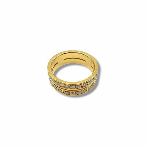 Bague 48 Alliance double jonc en or jaune 18 carats et diamants, années 1980 58 Facettes