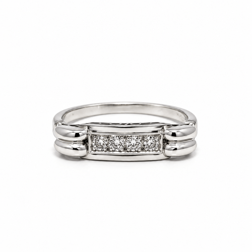 Bague 54 Bague vintage géométrique en or blanc 750 (18k) et diamants 58 Facettes 50550