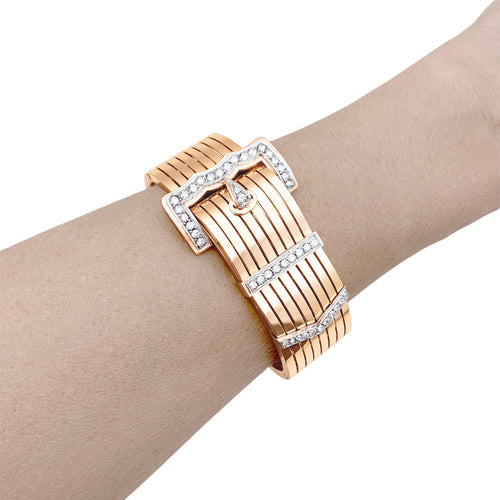 Bracelet Bracelet « Ceinture » en or rose 750 et platine 950, diamants taille rose 58 Facettes 36052