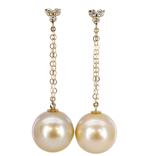 Boucles d'oreilles Golden Lumière - Boucles d’oreilles en or jaune 14k, perles et diamants 58 Facettes E0068