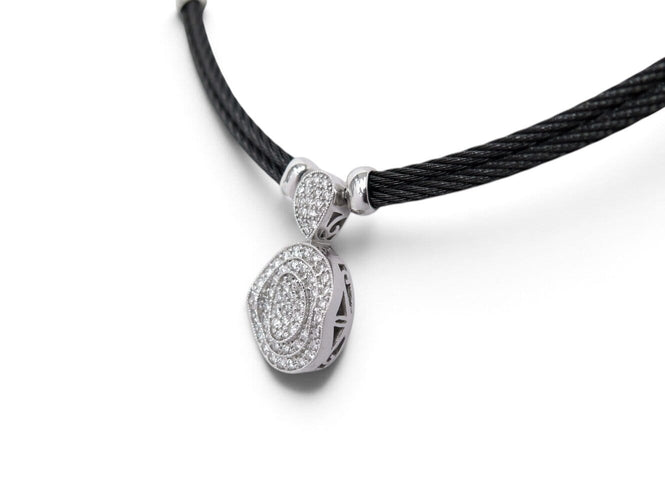 Collier CHARRIOL - Collier Celtique Ovale en acier noir et or blanc 18k, diamants 0,42 ct 58 Facettes 276036