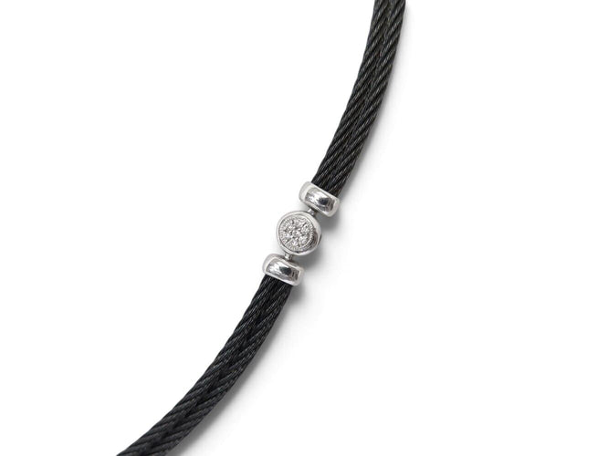Collier CHARRIOL - Collier Celtique Ovale en acier noir et or blanc 18k, diamants 0,42 ct 58 Facettes 276036