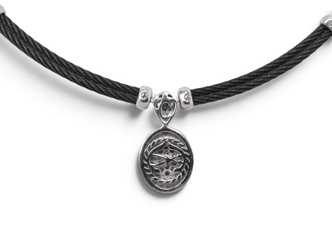 Collier CHARRIOL - Collier Celtique Ovale en acier noir et or blanc 18k, diamants 0,42 ct 58 Facettes 276036