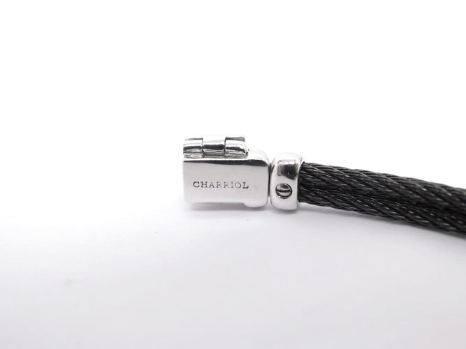 Collier CHARRIOL - Collier Celtique Ovale en acier noir et or blanc 18k, diamants 0,42 ct 58 Facettes 276036