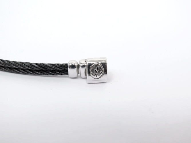 Collier CHARRIOL - Collier Celtique Ovale en acier noir et or blanc 18k, diamants 0,42 ct 58 Facettes 276036